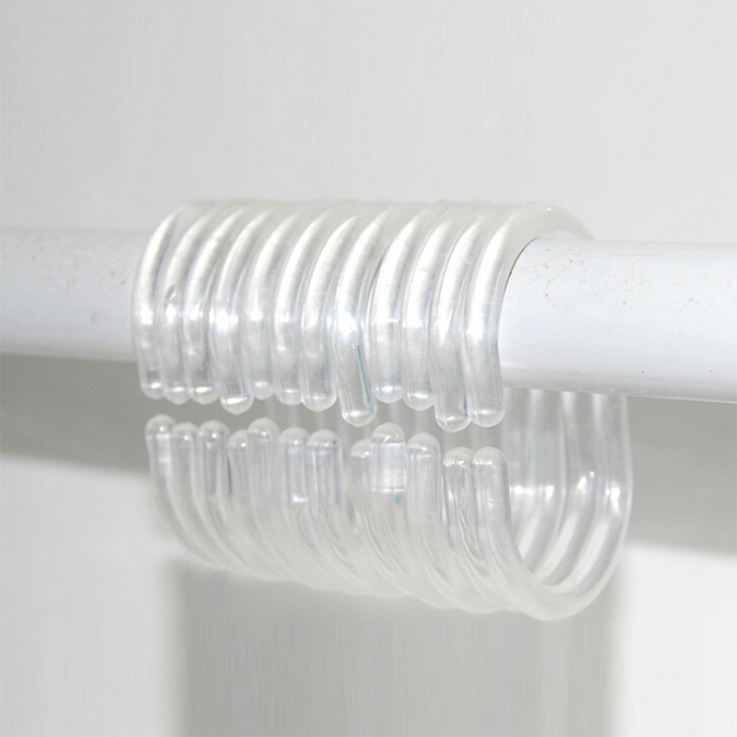 环保透明优质塑料Ｃ型浴帘挂钩环12个装加厚拉帘窗帘钩子吊环包邮