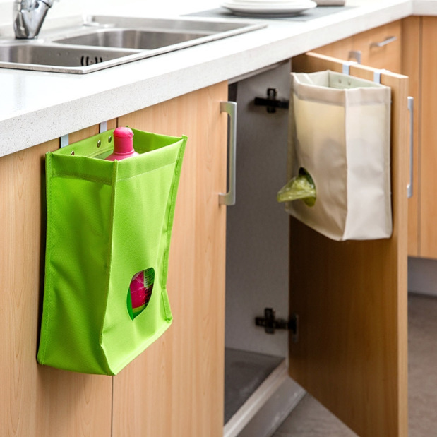 热卖厨房杂物整理抽取垃圾袋 橱柜帆布挂式储物袋办公桌零食袋