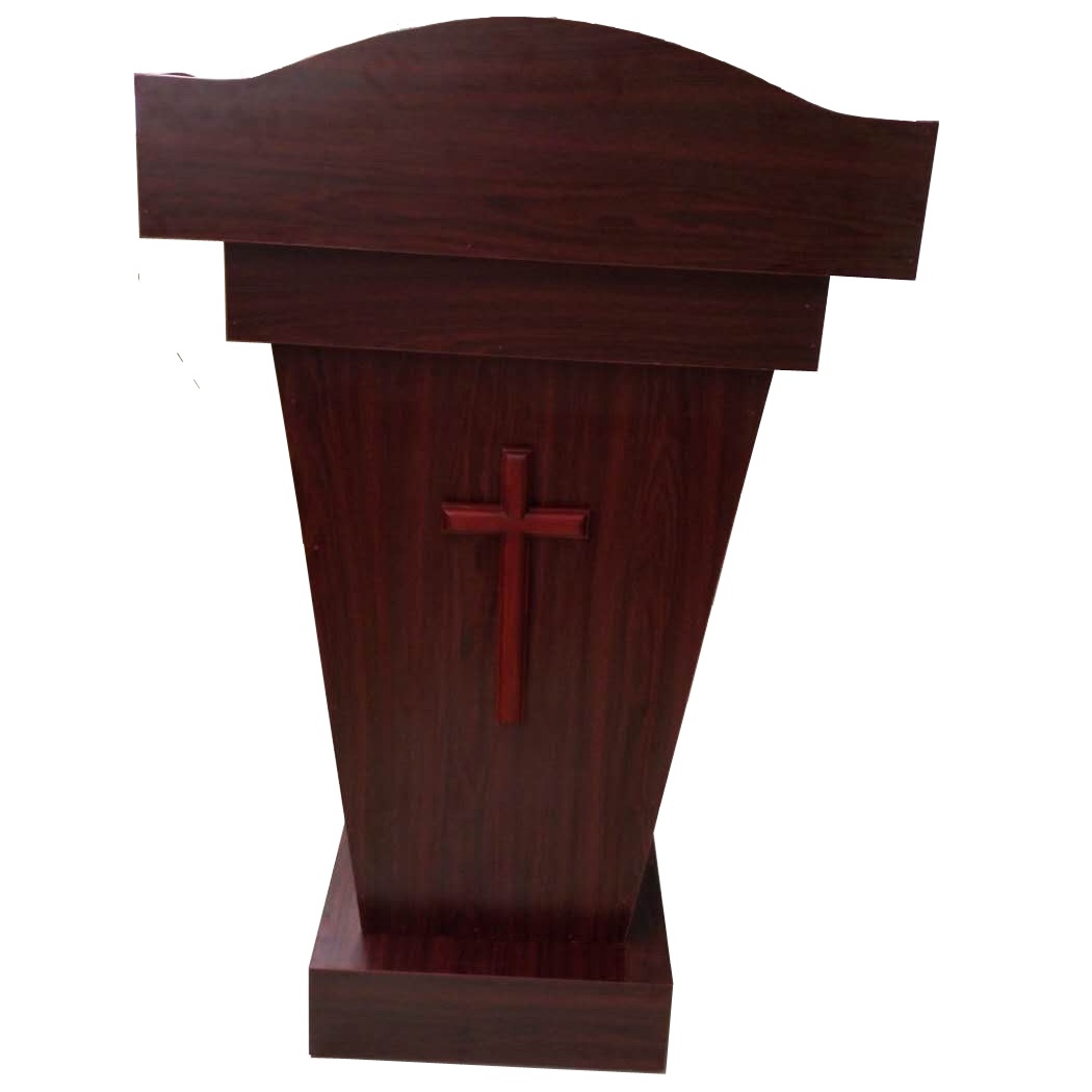 基督教讲台实木演讲台 高档教会教堂讲桌会议桌 牧师讲道台十字