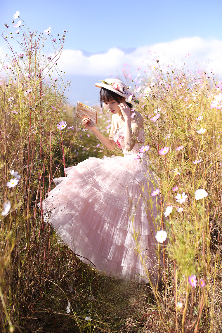 小欧家 vintage原创肉粉色层层蛋糕裙法式少女感古董式婚纱