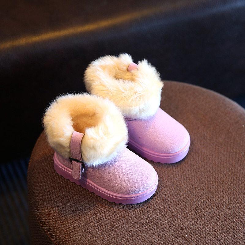 包邮冬季新款韩版加绒保暖低筒女童雪地靴中大童宝宝毛毛儿童棉鞋