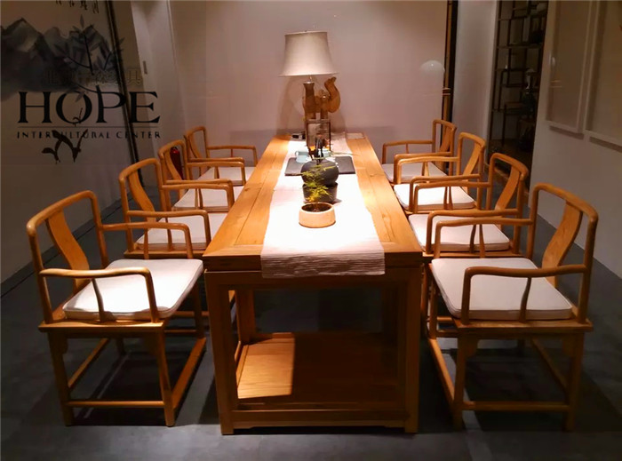 北京 老榆木茶桌茶椅新中式纯实木会议桌餐桌茶楼茶室禅意家具