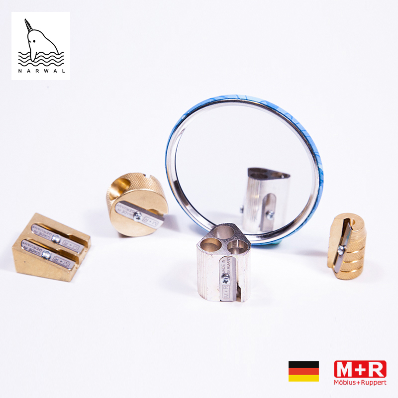 德国进口 M+R黄铜子弹型 镁金属单孔双孔削笔刀卷笔刀 金属削笔器