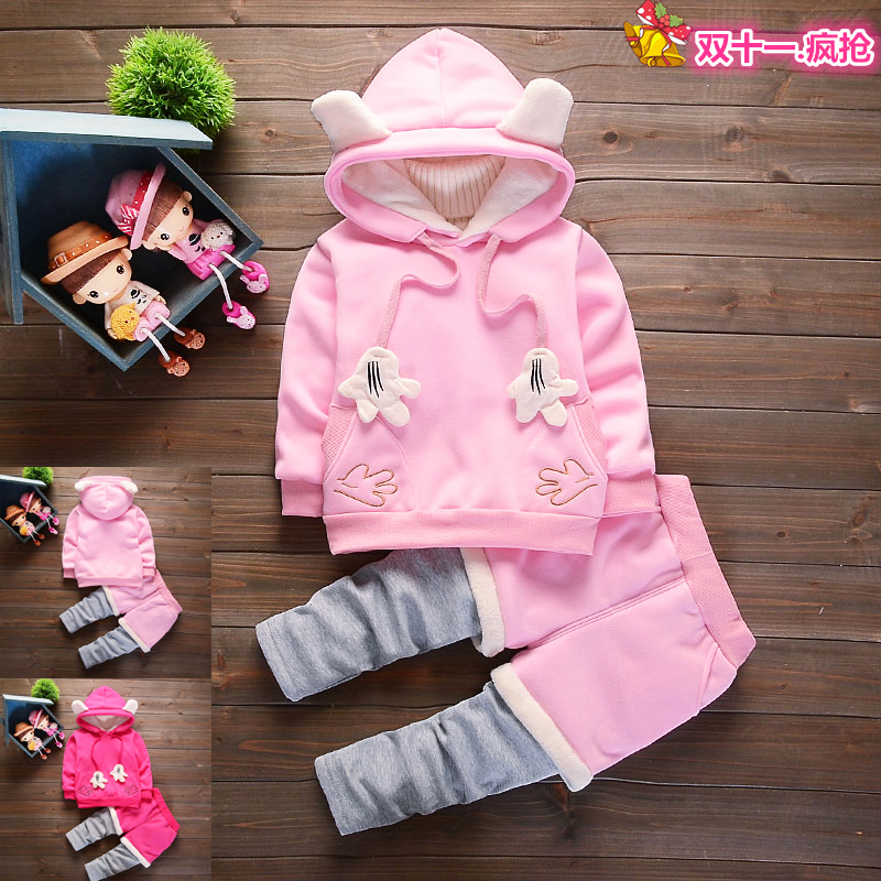 女童装秋冬装0-2-4岁婴儿童三件套装3宝宝6加绒9加厚12冬天棉衣服