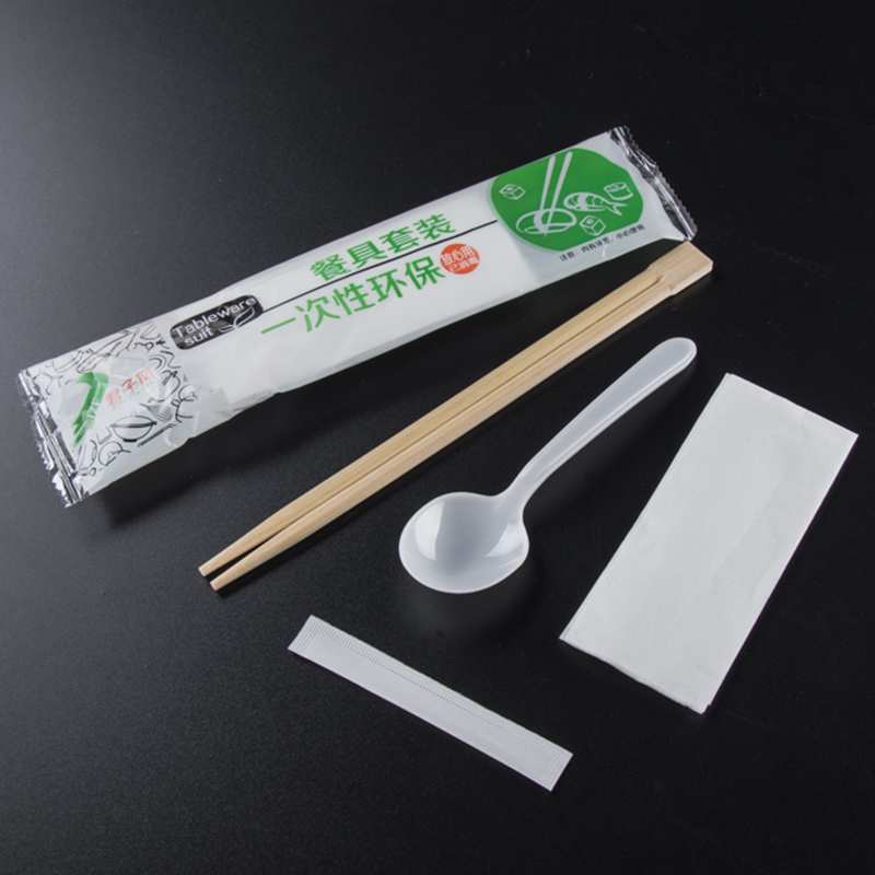 一次性筷子套装 四件套牙签餐巾纸汤勺四合一餐包筷子包邮100套