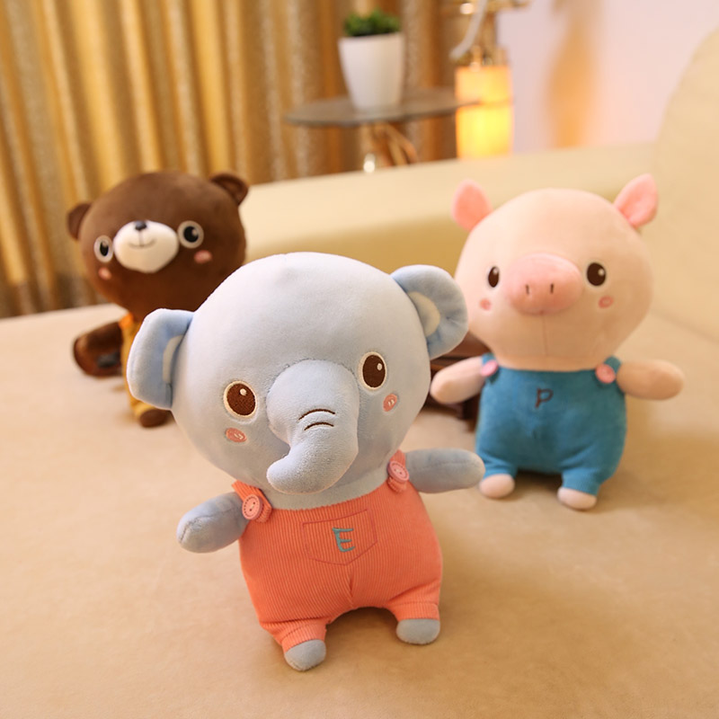 蓝白玩偶小动物毛绒玩具公仔小象猪猪宝宝布娃娃儿童玩偶生日礼物