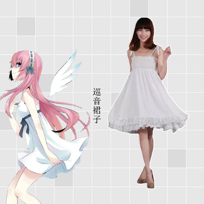 特价 初音cosplay服装 巡音白色连衣裙子 动漫演出夏季公主吊带裙