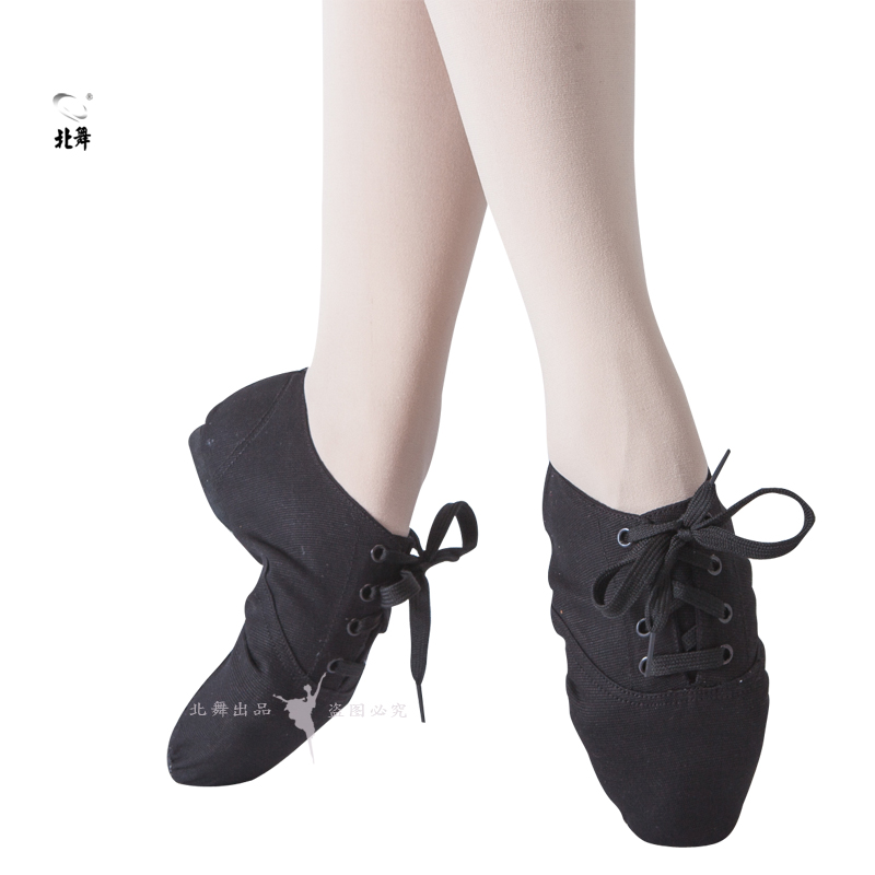 男女帆布教师鞋带跟舞蹈鞋软底练功鞋民族舞瑜伽肚皮鞋芭蕾舞鞋黑