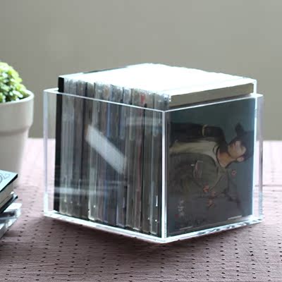 乐居生活 亚克力收纳透明CD盒无盖桌面多功能收纳盒多宝格箱子