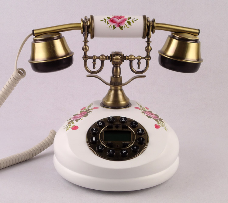 OUYUN新款仿古电话机 白色田园 欧式电话机 复古电话座机家用创意