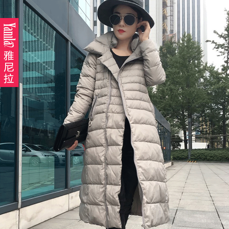 雅尼拉2016冬装新款时尚加厚保暖修身大码中长款拉链羽绒服女外套