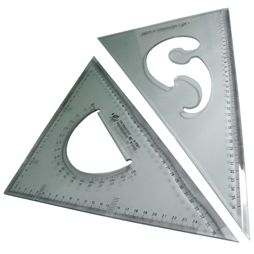 航天教学塑料三角尺大绘图三角板透明尺子套装2把学生文具包邮