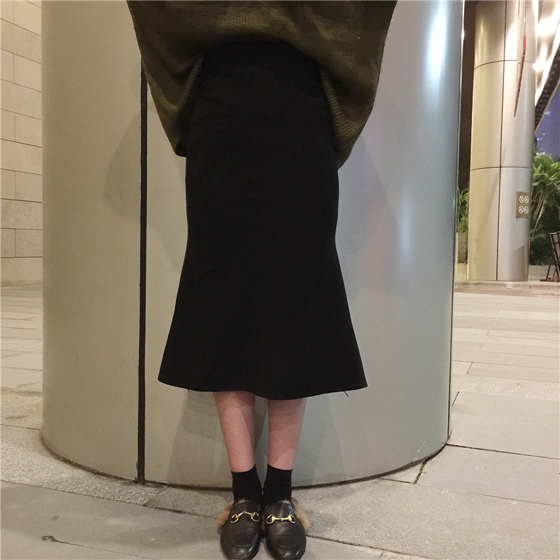 包邮！THE XIBI韩国风燕尾小黑半裙