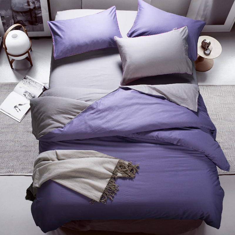 简约纯色纯棉四件套全棉素色床单被套三件套1.5/1.8m床上用品2.0m