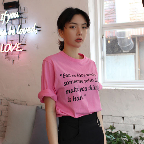 现货MM韩国代购女装2017春装 青春色彩英文小字母圆领短袖T恤潮11