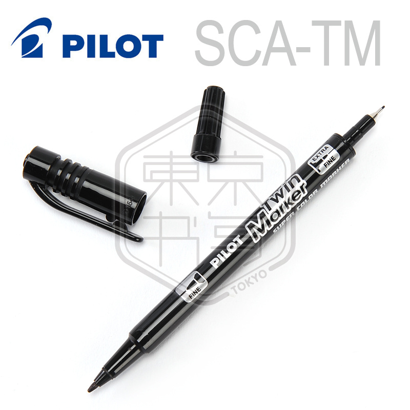 日本PILOT百乐 SCA-TM 勾线笔CD笔光盘笔 百乐小双头油性记号笔