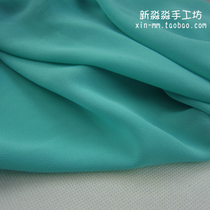 服装布料 蓝绿色柔软珍珠雪纺略透 长短裙连衣裙衬衫薄纱套装面料