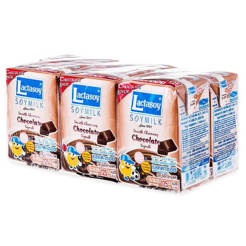 泰国进口 力大狮Lactasoy巧克力味豆奶125ml*6盒装营养早餐奶包邮