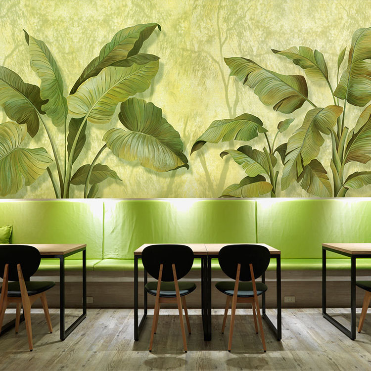 3d立体复古芭蕉树林东南亚风格泰式瑜伽客厅卧室背景餐厅墙纸壁纸