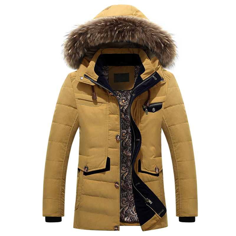 2016冬季新款中长款加厚韩版男士羽绒服带帽个性修身大毛领外套