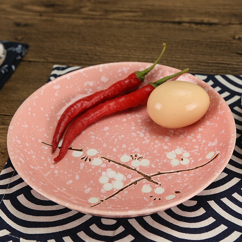 日韩式深菜盘创意和风色釉雪花瓷水果盘子陶瓷餐具汤饭盘菜碟特价