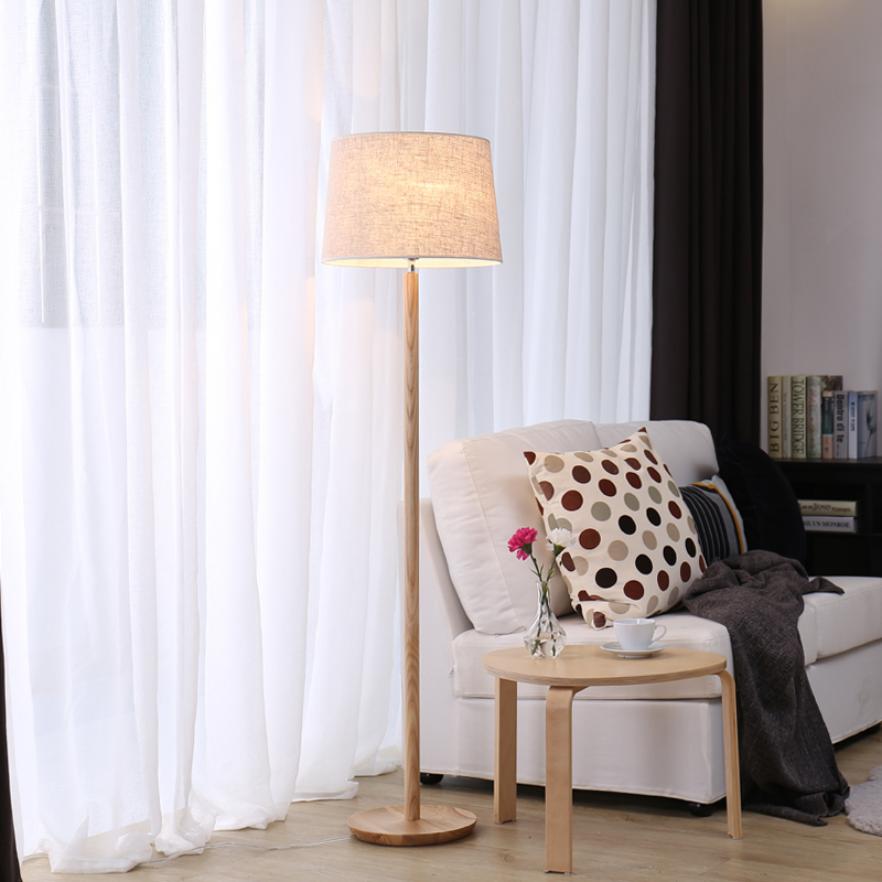 日式简约创意蘑菇落地灯北欧式客厅卧室美式遥控调光实木质落地灯