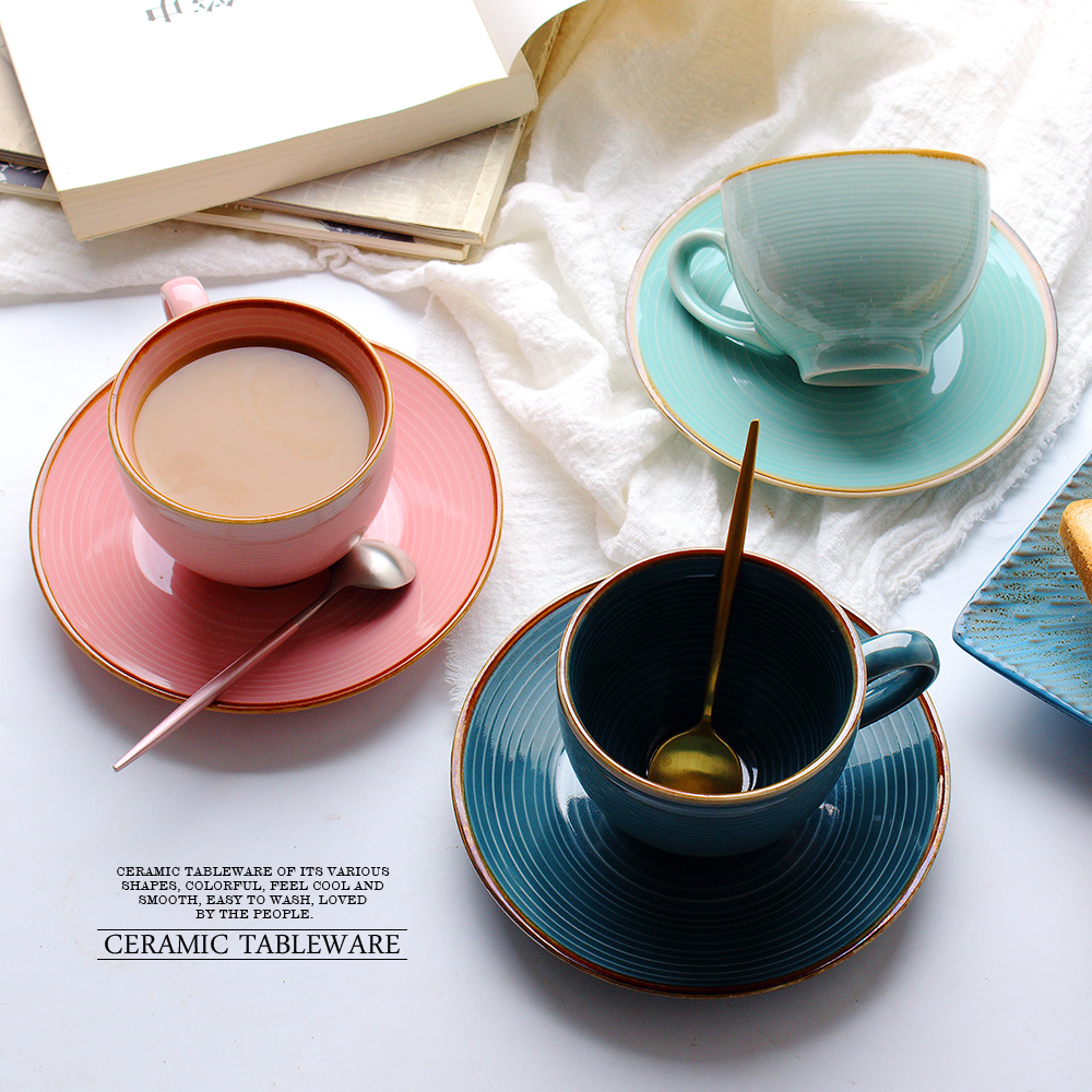 欧式陶瓷小杯子家用早餐瓷杯优雅奶茶杯西餐厅甜品杯咖啡杯碟套装