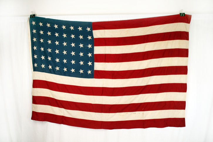 二战前后1950年美国星条旗48星原品老货有瑕疵