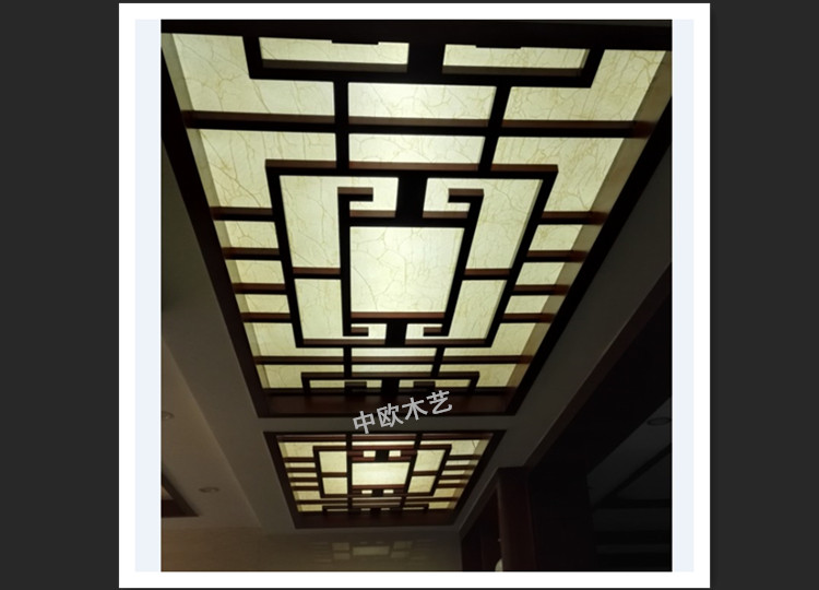 中式花板 镂空走廊天花吊顶 雕花板密度板PVC隔断玄关定制通花板