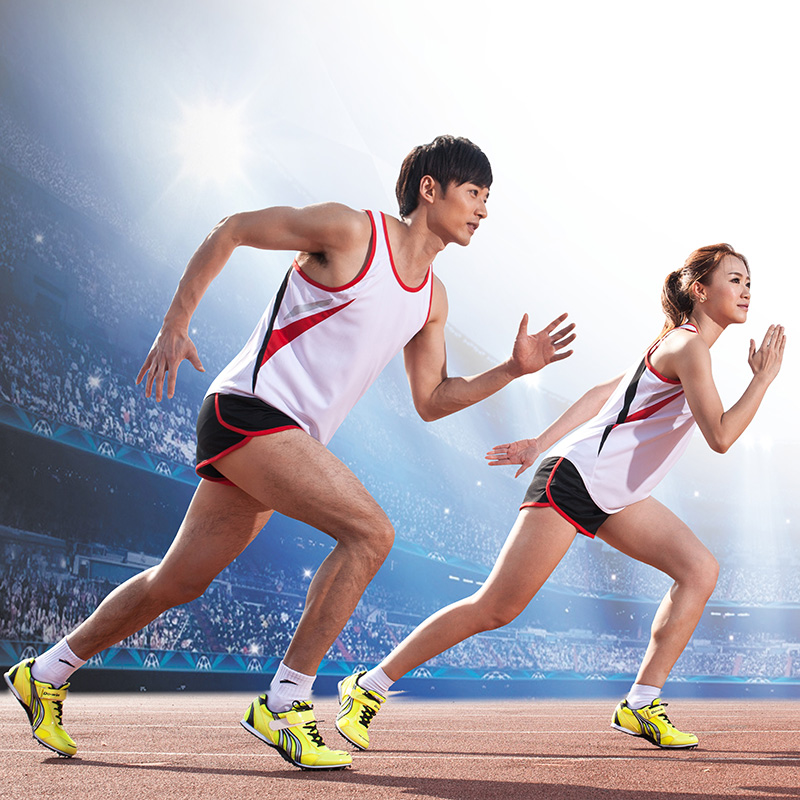 中健专业田径服套装 男女跑步短裤健身衣 学生马拉松比赛训练服