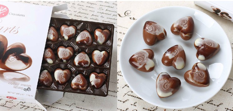 比利时进口零食 嘉芙莲心形夹心巧克力 200g礼盒装 香港正品