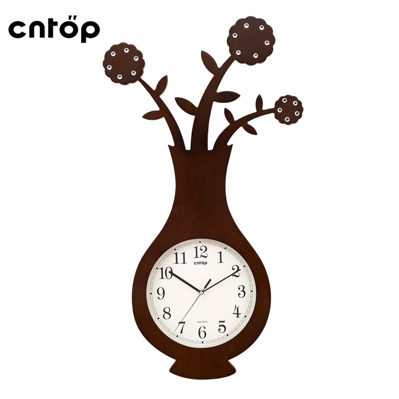 CNOTP新品挂钟 花瓶客厅个性钟木质时钟时尚创意钟 2色选