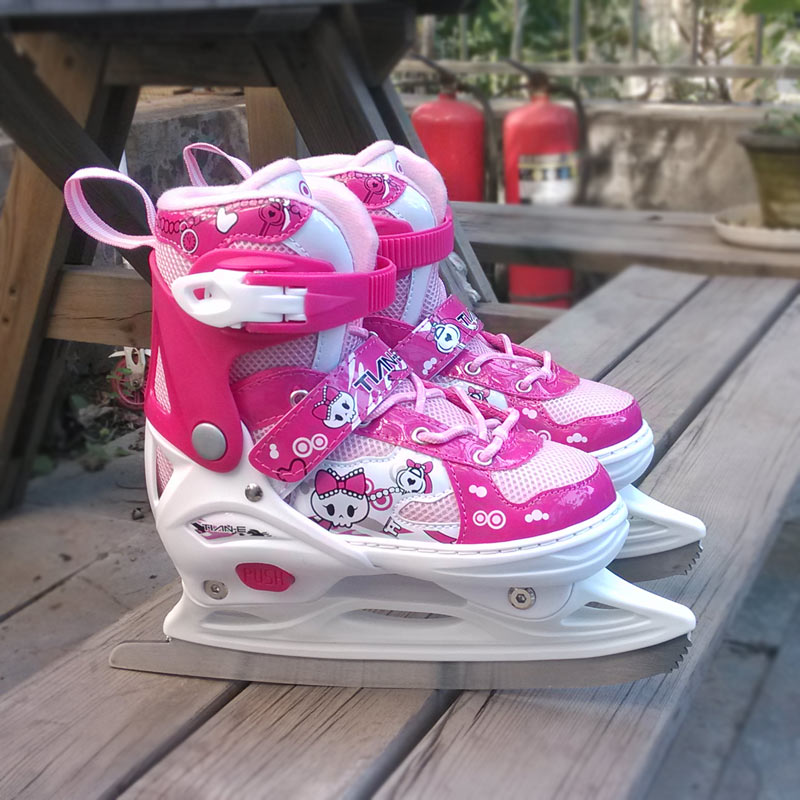 正品TIAN-E203儿童可调冰刀鞋 花刀 水冰 棉滑冰鞋