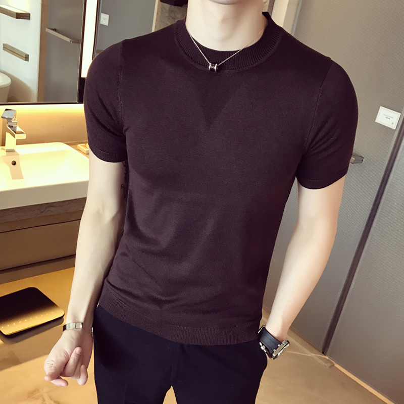 UAEA男短袖T恤圆领青少年休闲薄款春装男士韩版修身针织短袖潮