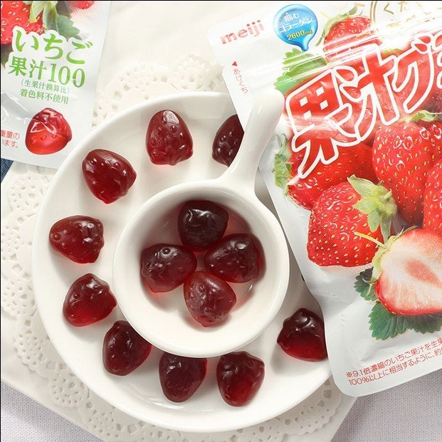 日本进口明治胶原蛋白100%浓缩果汁软糖QQ糖 多味可选女生糖果