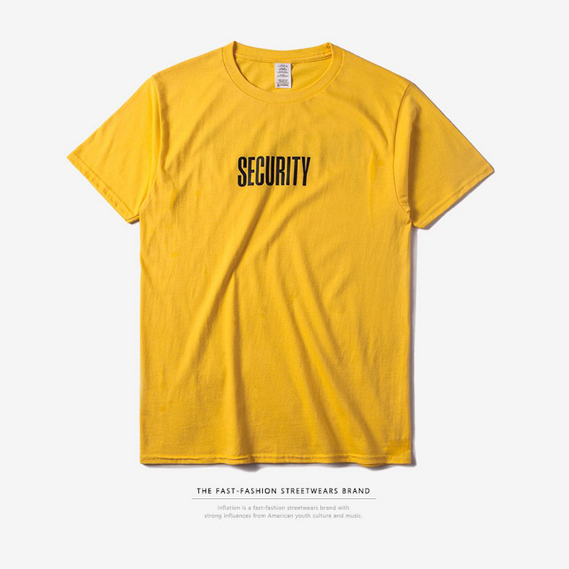 Spledec夏季新款欧美街头潮牌简约字母印花男个性黄色短袖T恤情侣