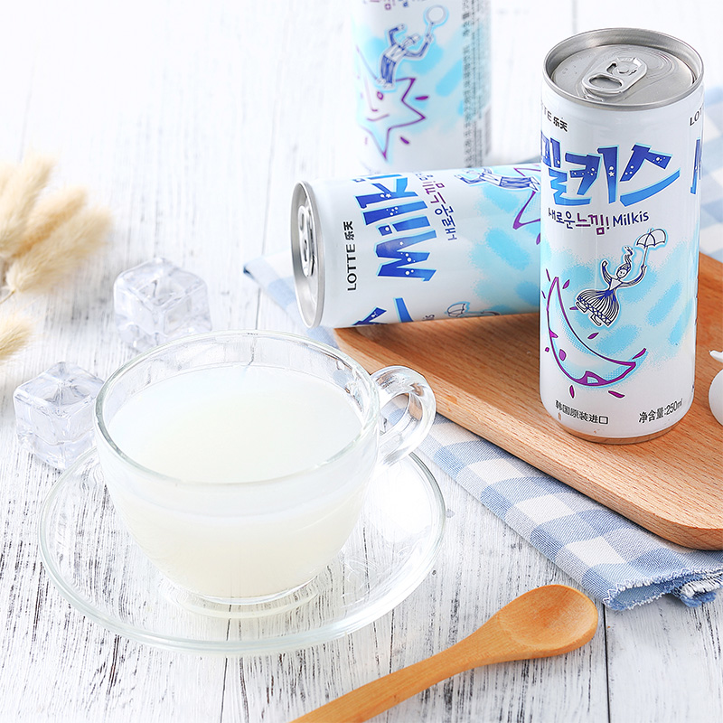 韩国进口乐天牛奶碳酸饮料250ml  苏打汽水软牛奶饮品饮料零食品