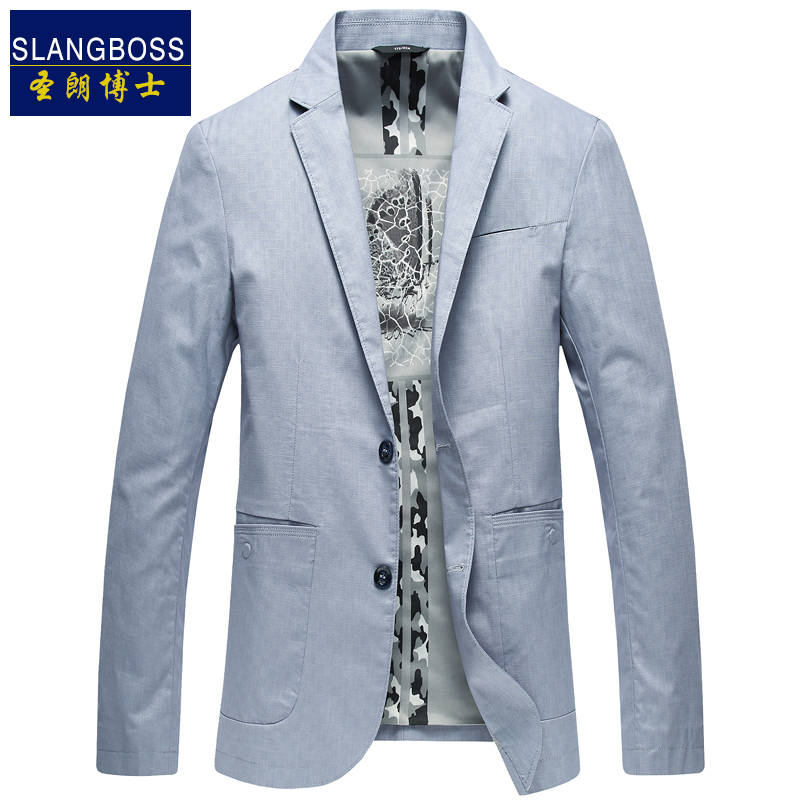 SLANG BOSS2017新品商务休闲西装男纯色修身西服外套棉单西