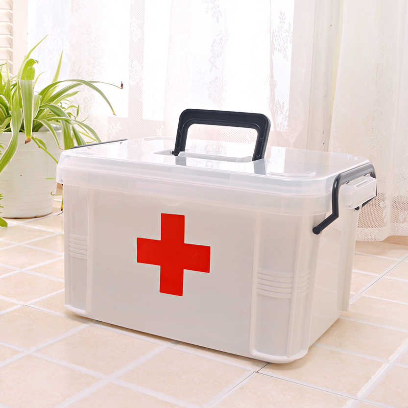 成达白色家用医药箱 环保塑料家庭红十字药箱 塑料便携药盒