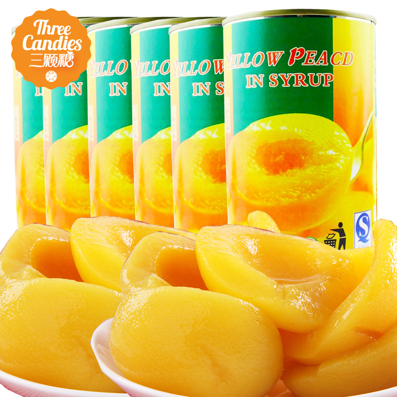 胜华黄桃罐头425gX6罐 砀山特产新鲜黄桃水果糖水 气泡膜加固包装