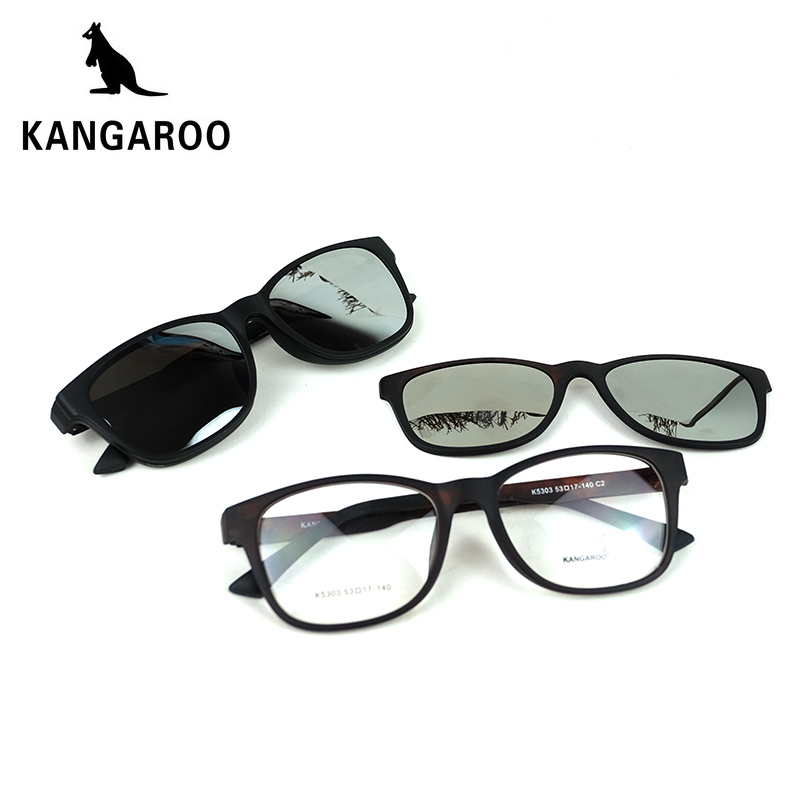 袋鼠K5303 多功能近视套镜夹片 偏光太阳镜 板材潮超清磁吸眼镜框