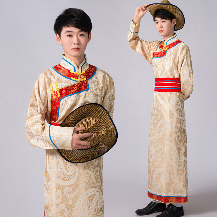新款蒙古族服装男士蒙古袍少数民族风草原舞蹈cos演出服装