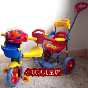 华美乐9966 双胞胎儿童车推车 儿童双人座三轮车 三轮脚踏车