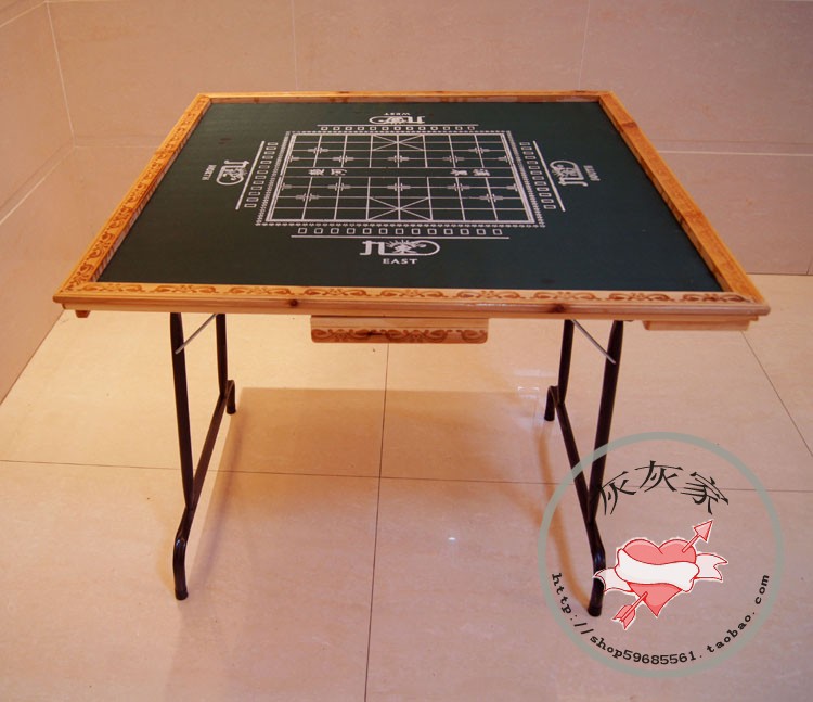 包邮可折叠式麻将桌多功能简易实木桌两用型棋牌桌手动麻雀台餐桌