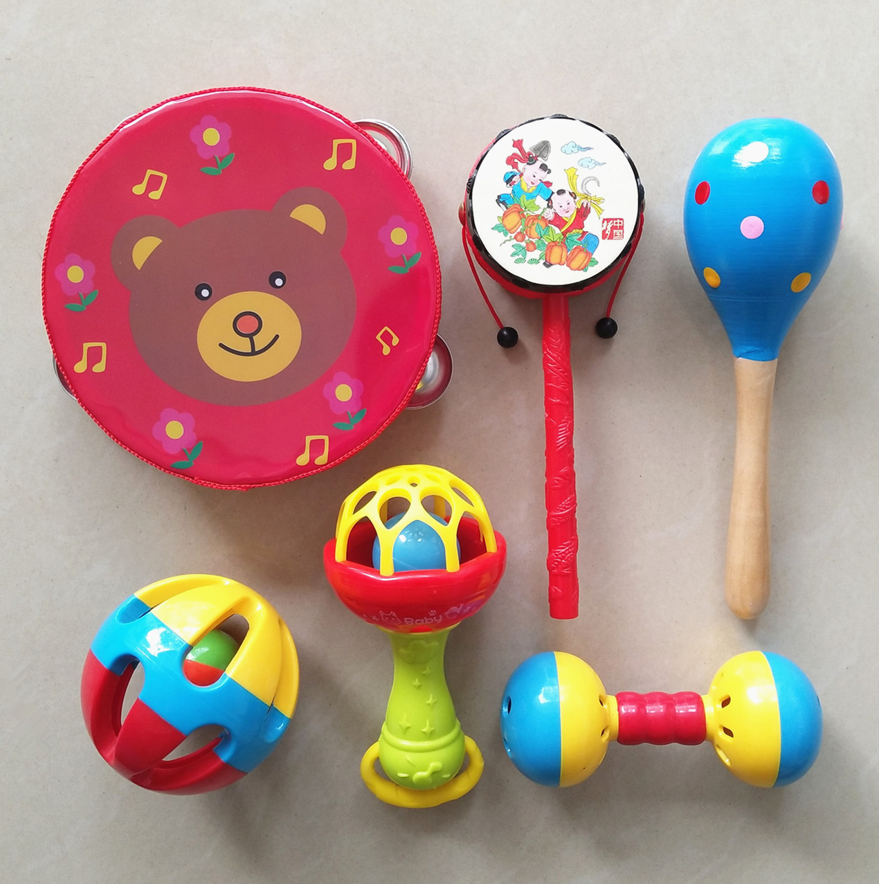 婴儿玩具拨浪鼓 0-3-6个月手摇鼓 宝宝玩具0-1岁 新生儿玩具摇铃