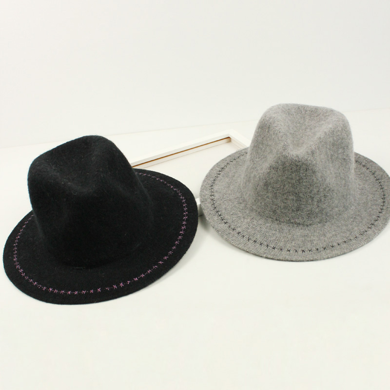 韩国缝线边复古礼帽女士秋冬天羊毛线针织帽百搭时尚英伦爵士帽子