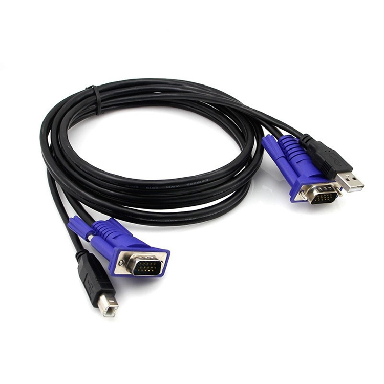 KVM切换器USB接口KVM双并线 USB打印线+VGA线 专用线 连接线1.5米
