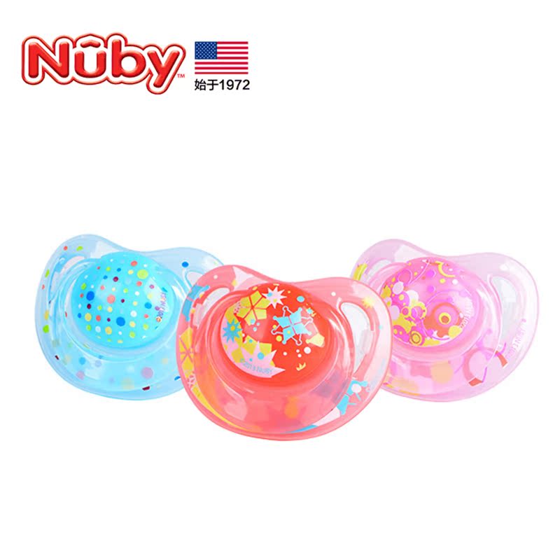 美国Nuby/努比经典拇指型安抚奶嘴安睡型硅胶奶嘴0-12个月婴儿