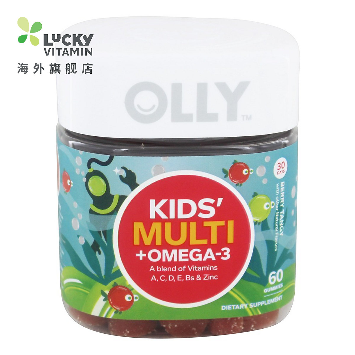 Olly -孩子多 + Omega - 3 浆果扑鼻- 60 软糖