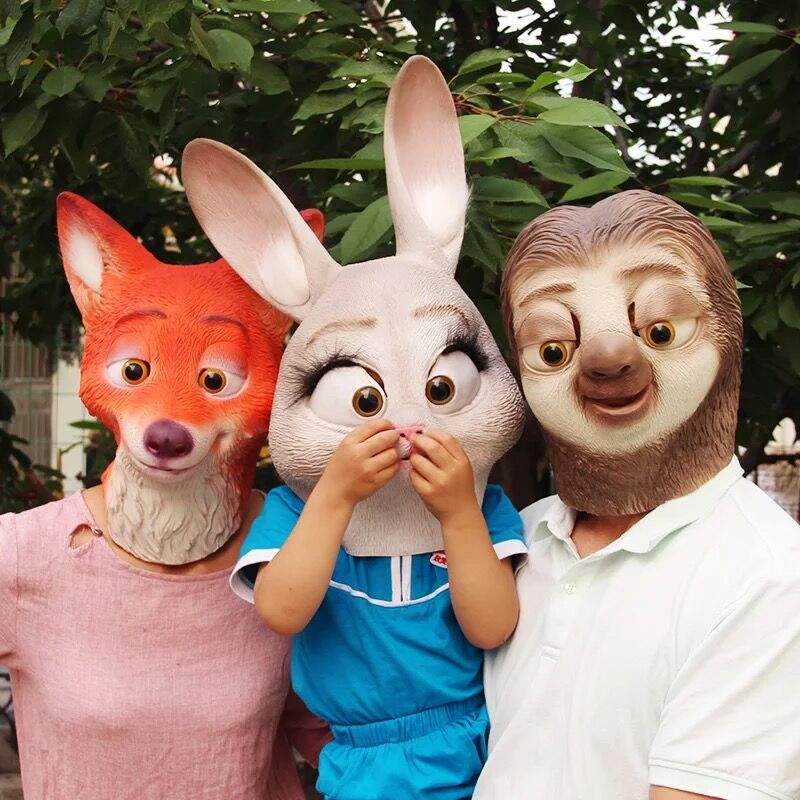 疯狂动物城朱迪面具尼克狐狸头套酒吧COS派对树懒乳胶动物面具